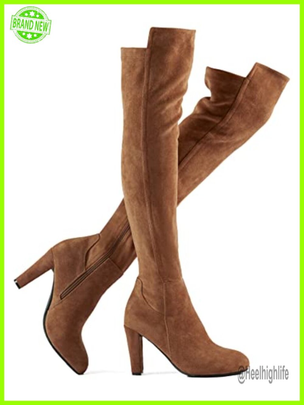 Faux Suede Chunky Heel Over The Knee Thigh High Boots